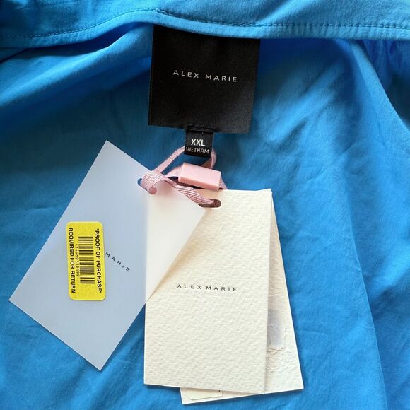 NWT Alex Marie Brrr° Gemma Square Neck Puff Sleeve Blouse in Turquoise Blue XXL - Picture 5 of 10